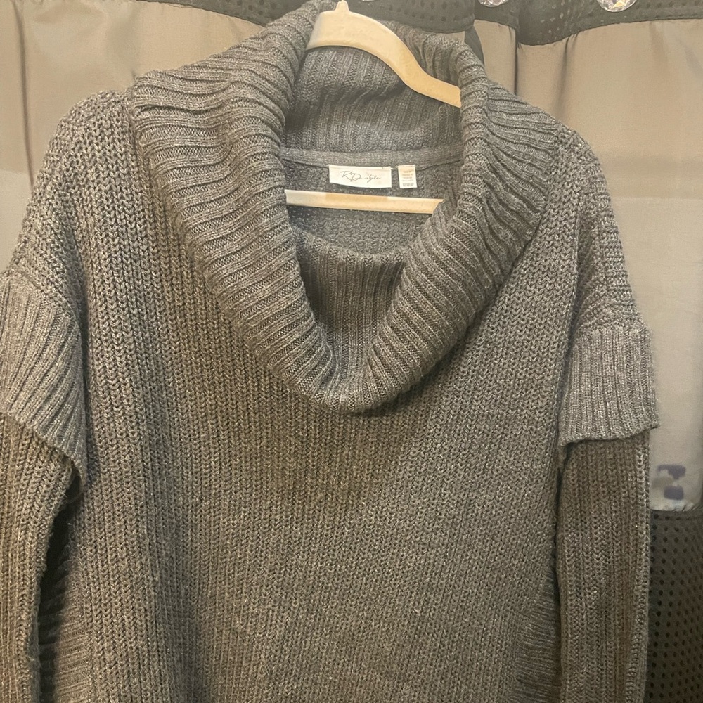 RD Style Charcoal Knit Cowl Neck Sweater